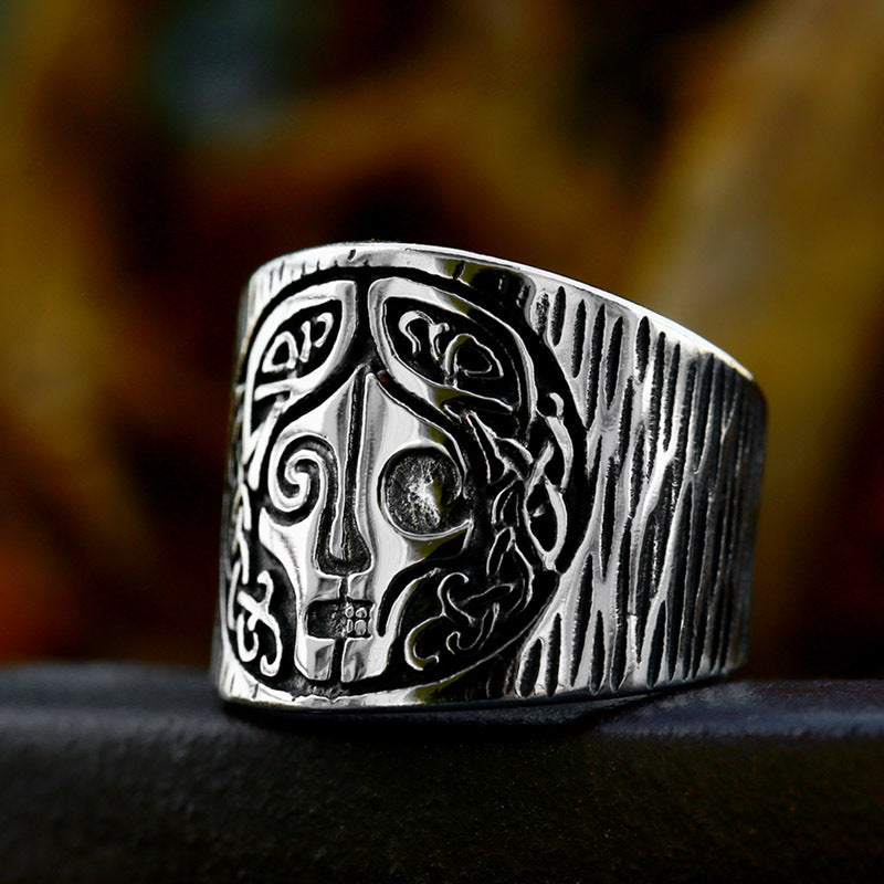 Mens Ring Nordic Vintage Viking Celtic Knot Titanium Steel Polished Durable Retro Bold Statement Jewelry Style