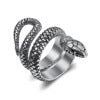 Mens Titanium Steel Snake Ring Zodiac Animal Design Polished Black Gold Tone For Men Individually Packed Size5