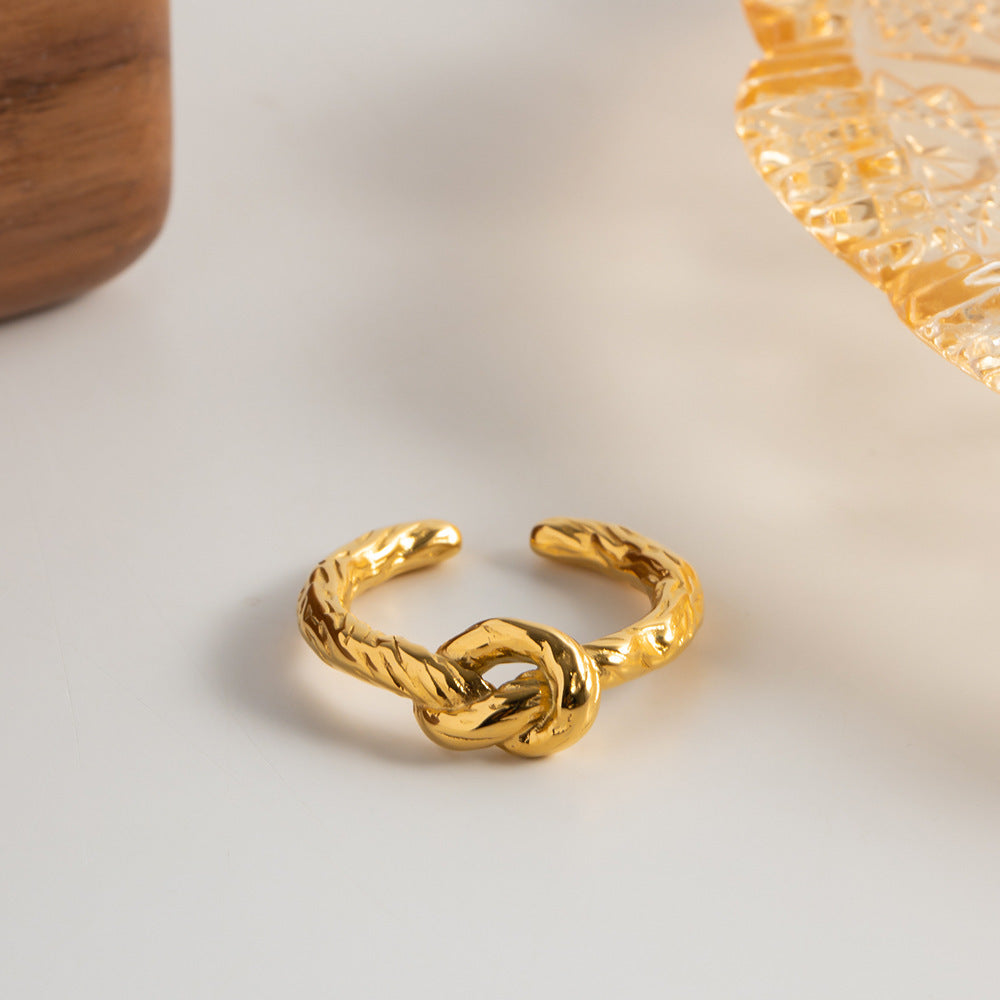 Womens Stainless Steel Ring Twist Design Opening Ring Geometric Irregular Circle Heart Shaped Simple Band Chic