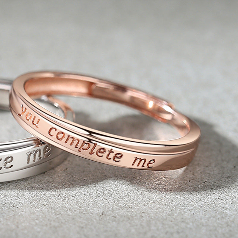 Sterling Silver Ins Style Couple Rings Letter Number Text Rings Electroplated Individually Packed Gift For Her