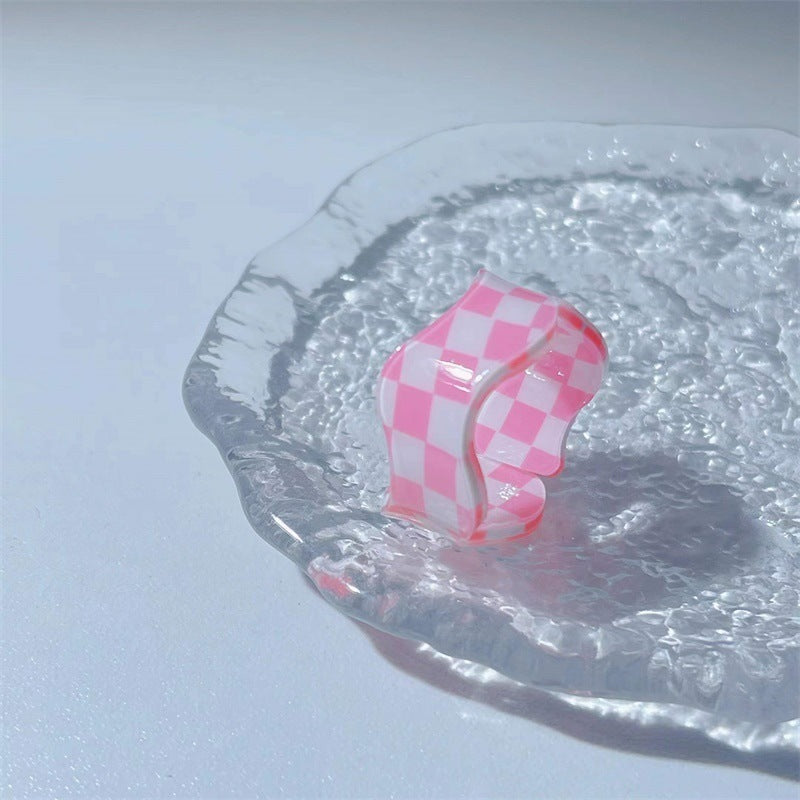 Resin Ring With Geometric Diamond Inlay Natural Adjustable Length Jewelry Gift For Women And Girls Chic Design