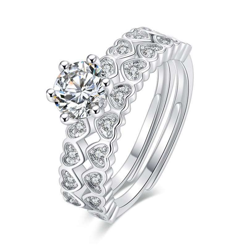 Womens Copper Heart Ring Adjustable Opening Three In One Design Fashion Jewelry Gift For Her For Everyday Uses