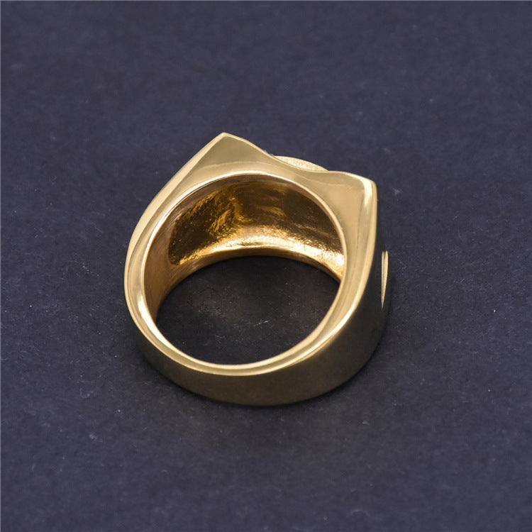 Mens Titanium Steel Ring Gold Electroplated Ring With Inlaid Diamonds Band Ring Gift For Festivals Gift Tip Him