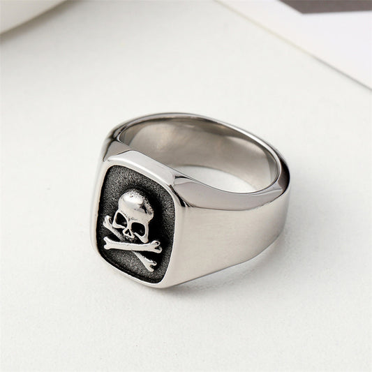 Mens Skull Titanium Steel Ring Retro Europe And America Style Fashion Accessory For Men Bold Vintage Look Nice