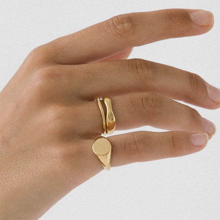 European And American Couple Ring Fashion Retro Double Ring Titanium Steel Ring 18K Gold Plated Ring Women Ring Anniversary Ring Gift for Her