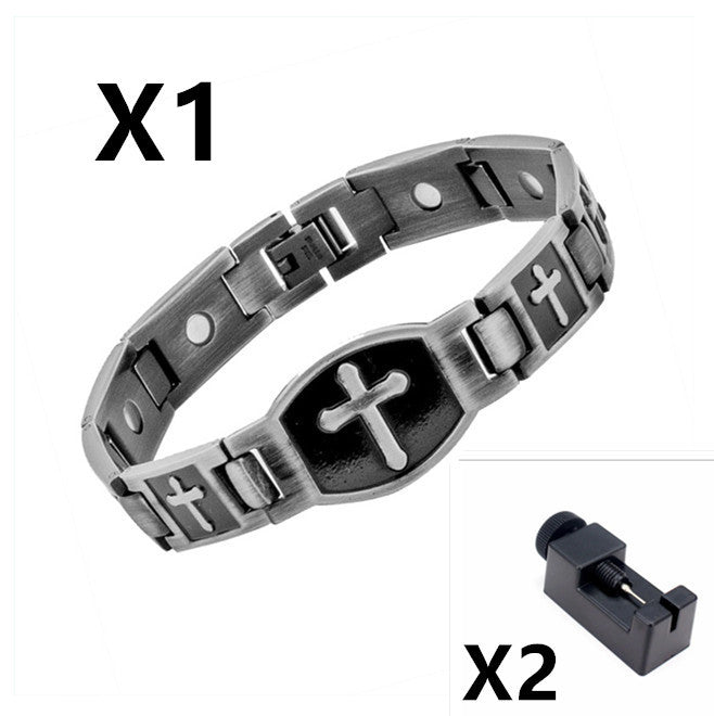 Mens Womens Copper Magnetic Cross Totem Bracelet Religious Jewelry Gift for Men Women Anniversary Opening Ceremony