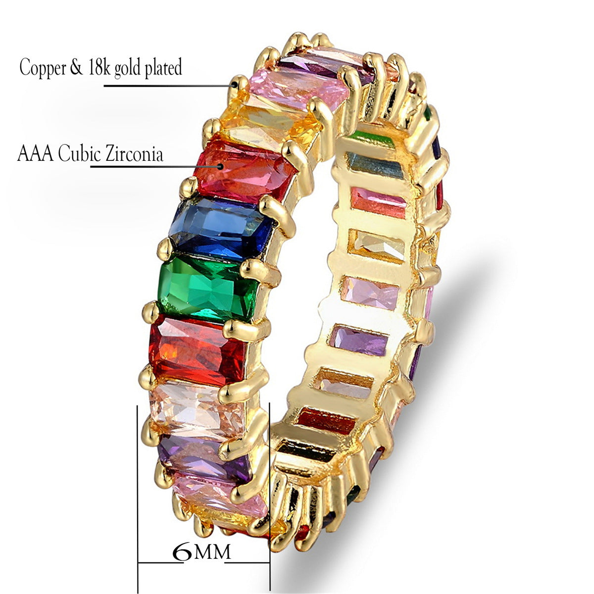 Copper Ring With Zircon Inlay Golden Finish For Women Girls Elegant Jewelry Gift For Her Anniversary Ring Gift