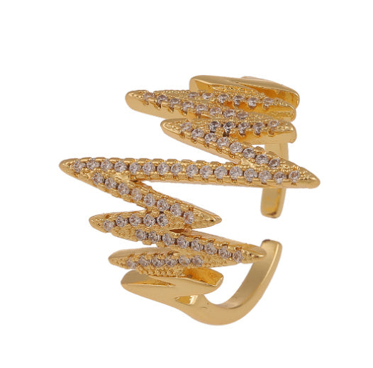 New European And American Zircon Paper Clip Geometric Ring Copper Adjustable Opening Women European Adjustable