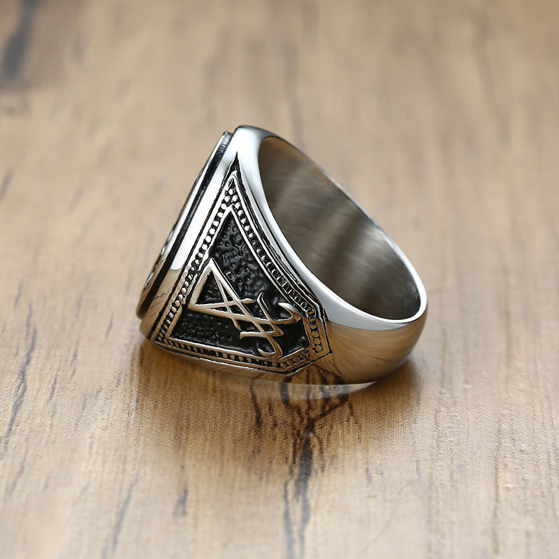 Mens Titanium Steel Ring Electroplated Geometric Design Durable Everyday Wear Modern Statement Band Daily Wear
