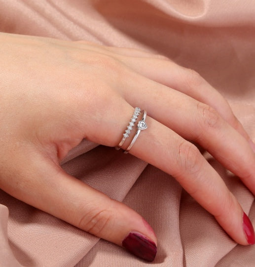 Adjustable Copper Geometric Ring With Micropaved White Zircons Unisex Gift For Weddings Travel And Jewelry Gift