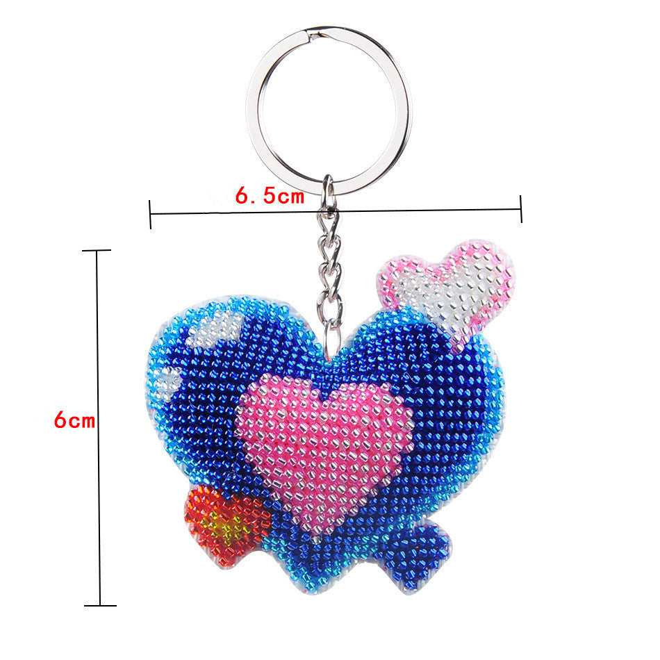 DIY Beaded Keychain Kit Handmade Fashion Accessory Embroidery Supplies Beads Key Ring Patterned for Decoration