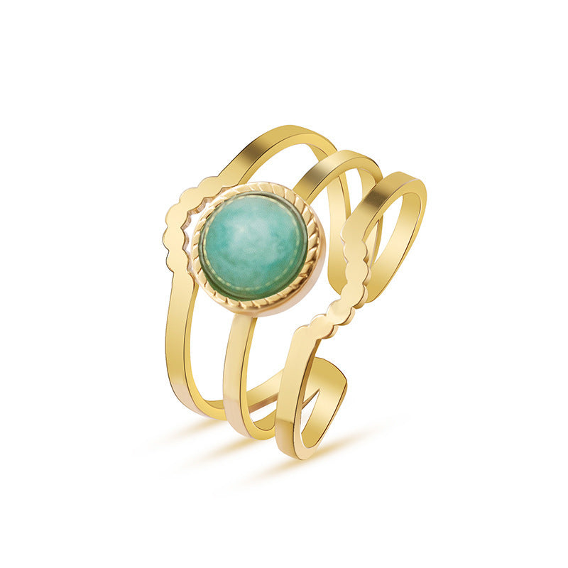 Natural Titanium Steel Ring Does Not Fade Emerald