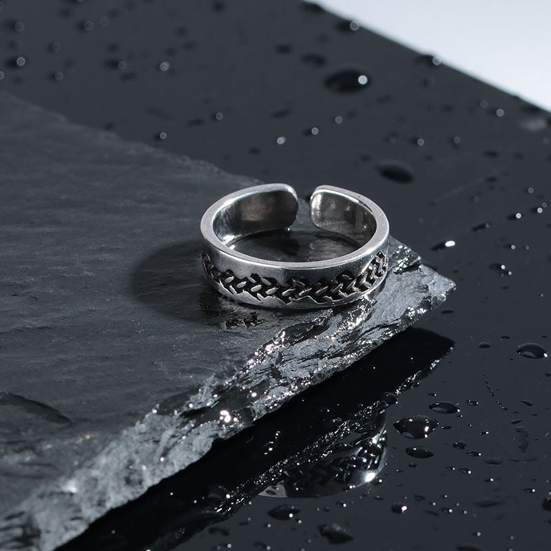 Mens Copper Ring Adjustable Woven Crack Design Geometric Band Electroplated Ring For Men Durable Accessory Glow