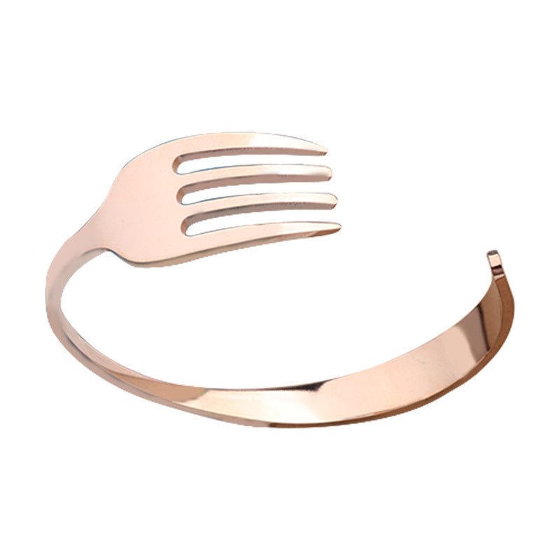 Stainless Steel C Shaped Fork Bracelet Polished Durable Jewelry For Women And Men Silver Unisex Design Jewelry