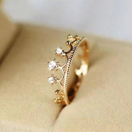 Copper Crown Ring Gold Finish Fashion Jewelry Gift For Her