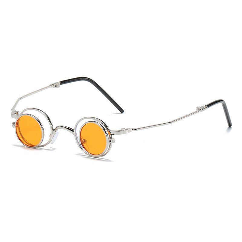Folding Sunglasses Round Metal Frame With AC Lenses For Fishing Travel And Outdoor Sports Foldable Outdoor Use