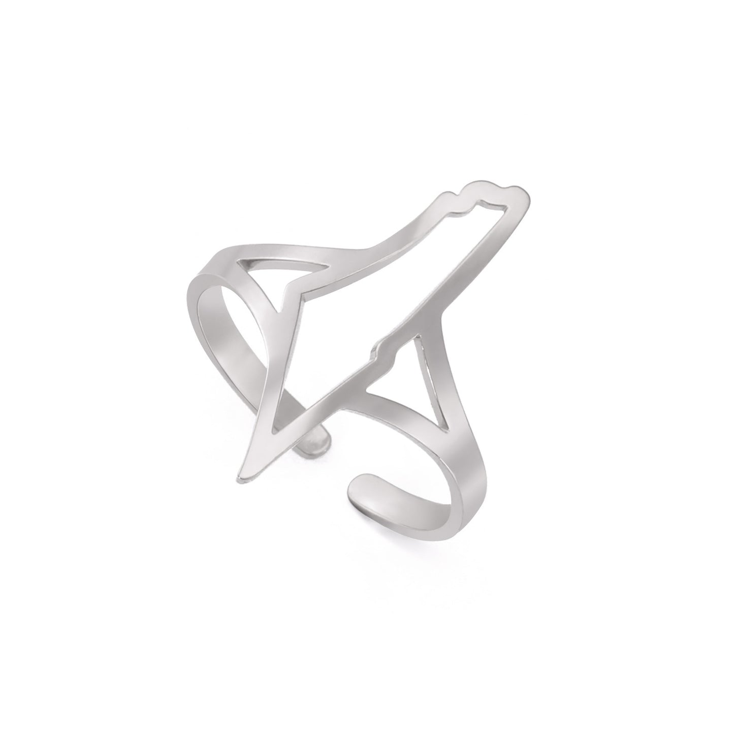 Unisex Stainless Steel Ring Adjustable Open Mouth Titanium Steel Ring Electroplated Gold Finish Hollow Fashion