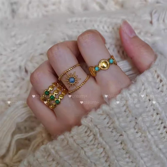 Gold Plated Alloy Ring For Women Bead Hollow Oval Style Inspired By Japanese And Korean Trends Accessory For Her