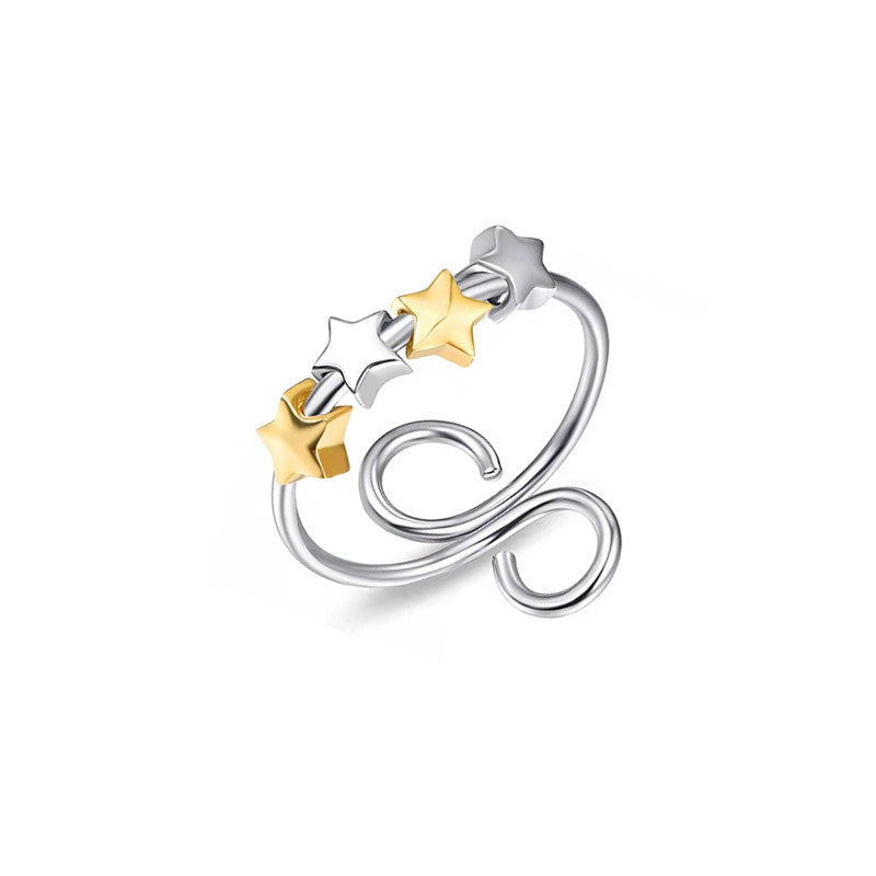 Womens Copper Ring Electroplated Five Pointed Star Ring Fashion Jewelry Gift For Her Independent Statement Accessory