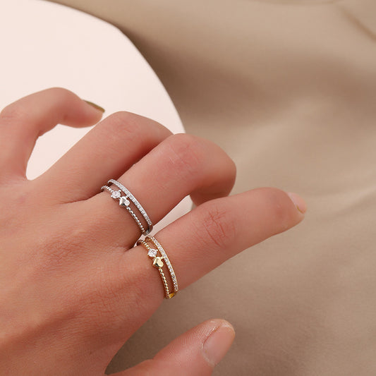 Heart Shaped Copper Ring Electroplated Gold And Silver Tone Inner Diameter 16mm Fashion Jewelry Elegant Everyday Jewelry