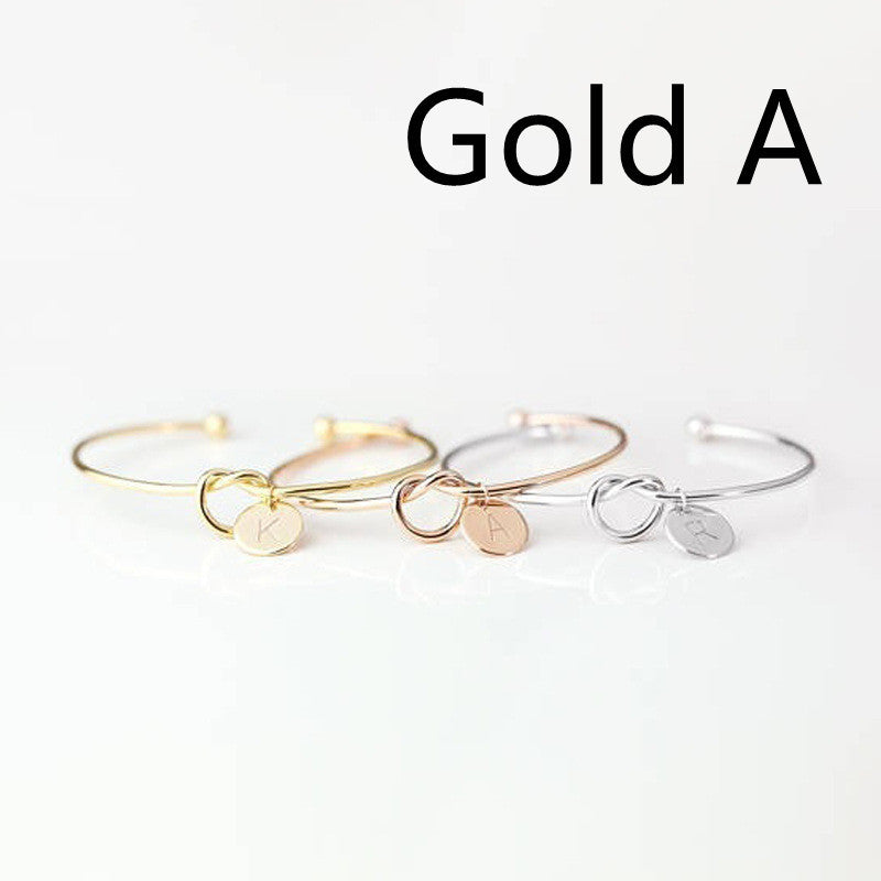 Womens Alloy Letter Bracelet Dead Knot Bangle Jewelry Gold
