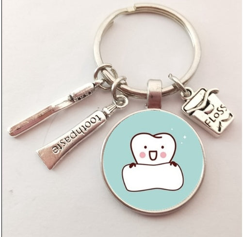 Creative Tooth Pendant Keychain Electroplate Alloy Keychain Personality Charm Keychain For Keys Color As Shown