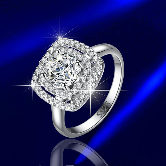 Unisex 1 Carat Zircon Ring Copper Electroplated Six Claw Engagement Wedding Anniversary Gift For All Occasions