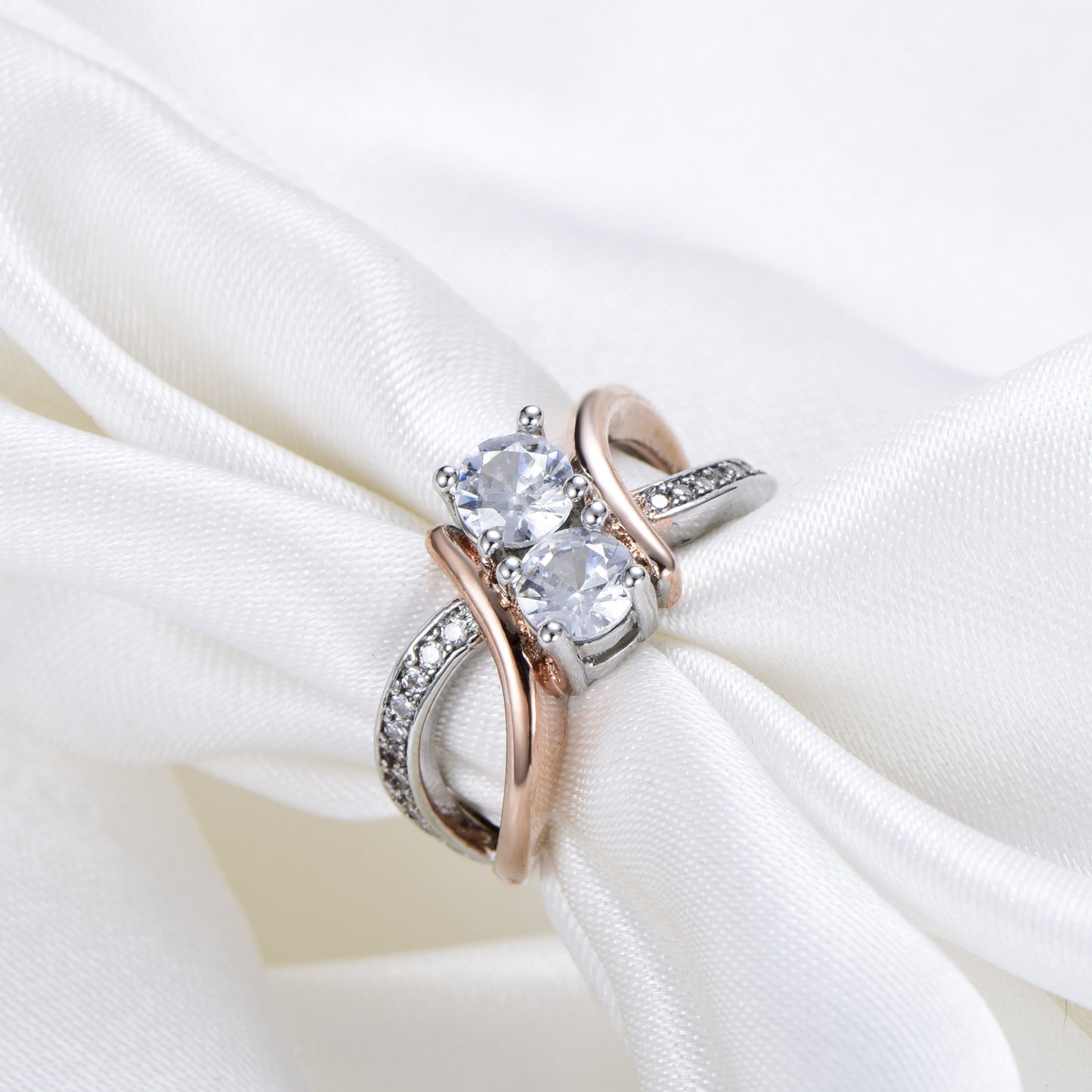 Rose Gold Plated Copper Ring With Sterling Silver Gemstone