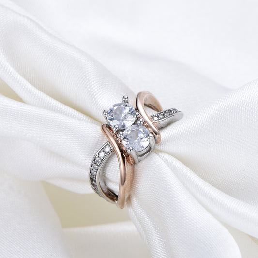 Rose Gold Plated Copper Ring With Sterling Silver Gemstone