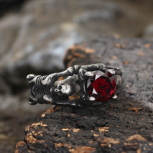 Mens Personalized Skull Skeleton Stainless Steel Ring Gothic Biker Punk Rock Fashion Jewelry Statement Style A