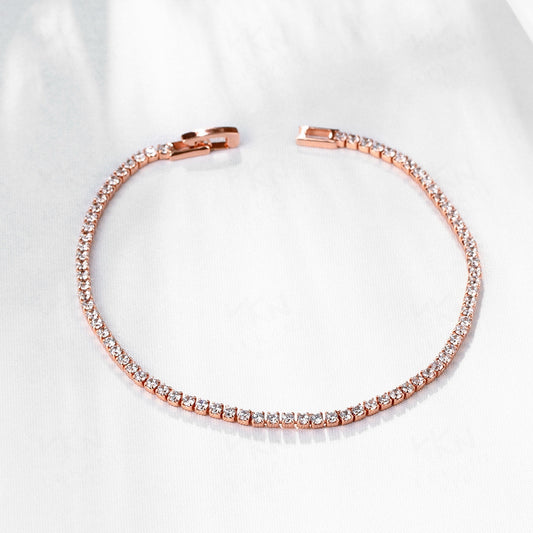 Womens Geometric Chain Bracelet Zircon Inlaid Design Alloy Metal Copper Plated Rose Gold Silver Champagne Gold