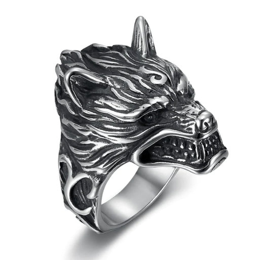 Stainless Steel Wolf Head Biker Ring Handcrafted Jewelry For Men Animal Theme Statement Durable Everyday Wear Elite