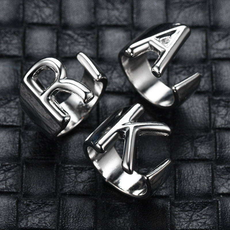 Unisex Adjustable Initial Letter Ring Silver Electroplated Metal Jewelry For Women And Men With Timeless Shine