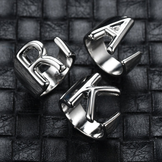 Unisex Adjustable Initial Letter Ring Silver Electroplated Metal Jewelry For Women And Men With Timeless Shine