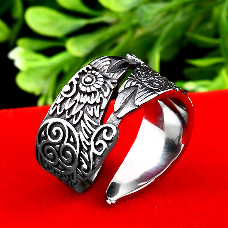 Stainless Steel Ring Retro Geometric Style Vintage Look Ring US Size 7 8 9 10 11 12 13 Classic Everyday Wear X