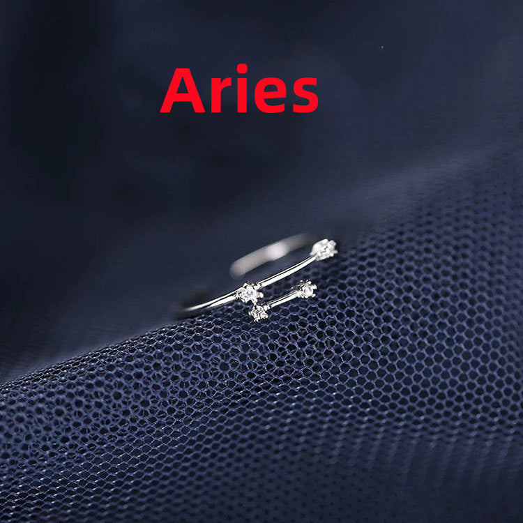 Silver Zodiac Sign Ring for Women and Girls Birthday Gift Electroplated Astrology Rings Aries Taurus Gemini Cancer Leo Virgo Libra Scorpio Sagittarius Pisces Aquarius Capricorn
