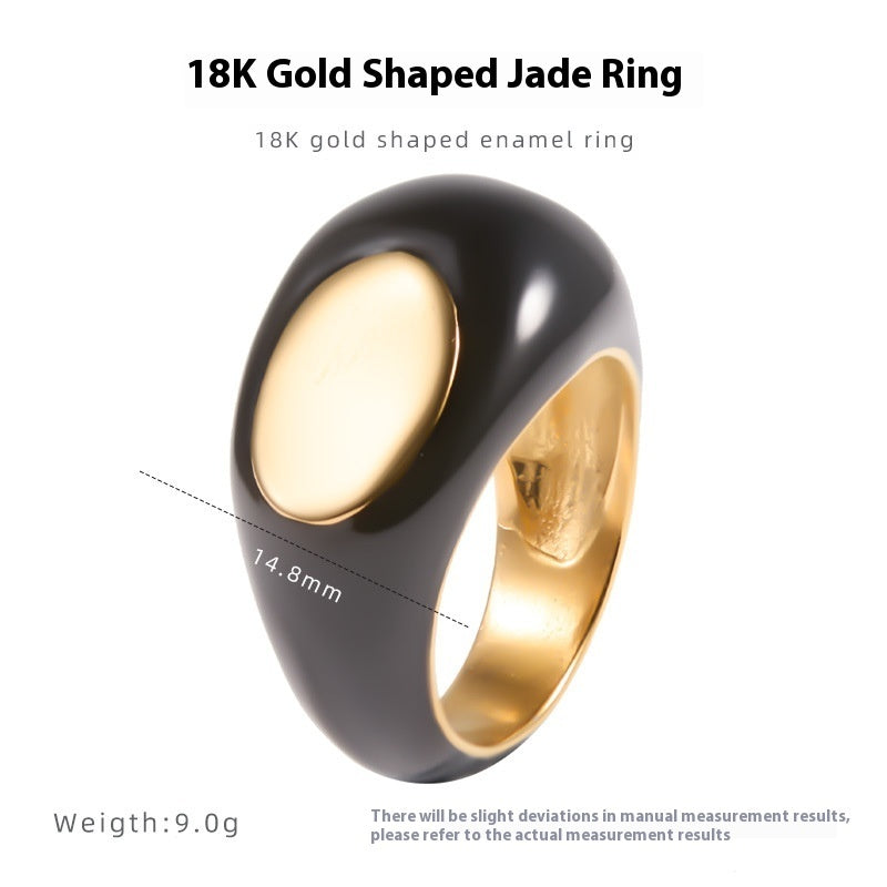 Geometric Titanium Steel Ring With 18K Gold Plating Dripglazed Design Perfect Allmatch Stacking Ring for Women