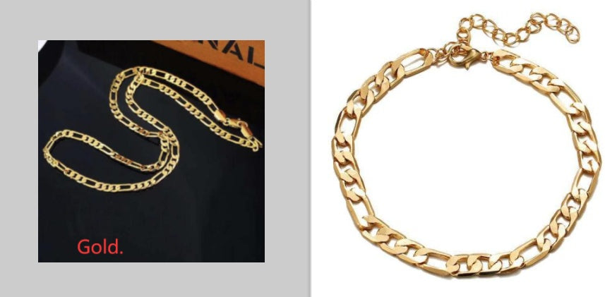 Womens Figaro Chain Bracelet Geometric Alloy Metal Jewelry Minimalist Design For Anniversary Celebration Travel Gift