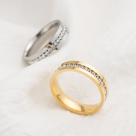 Titanium Steel Ring Inlaid Diamond Geometric Design Wedding Ring For Men And Women Silver Durable Everyday Wear Gift