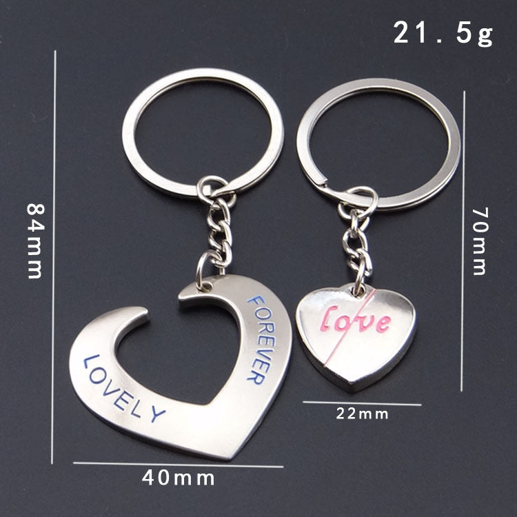 Couple Keychain Set Heart Shaped Matching Keychains Lovers Zinc Alloy Pendant Anniversary Gift Valentines Days