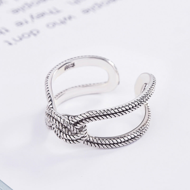 Retro Geometric Copper Ring For Women And Men Adjustable Opening Lightweight Thai Silver Process Fashion Gift Now