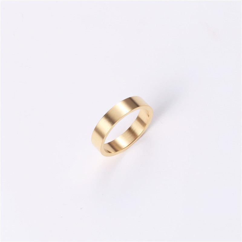 Vintage Matte Distressed Texture Ring Stainless Steel Geometric Design Gold Tone Gift For Weddings Nice Option
