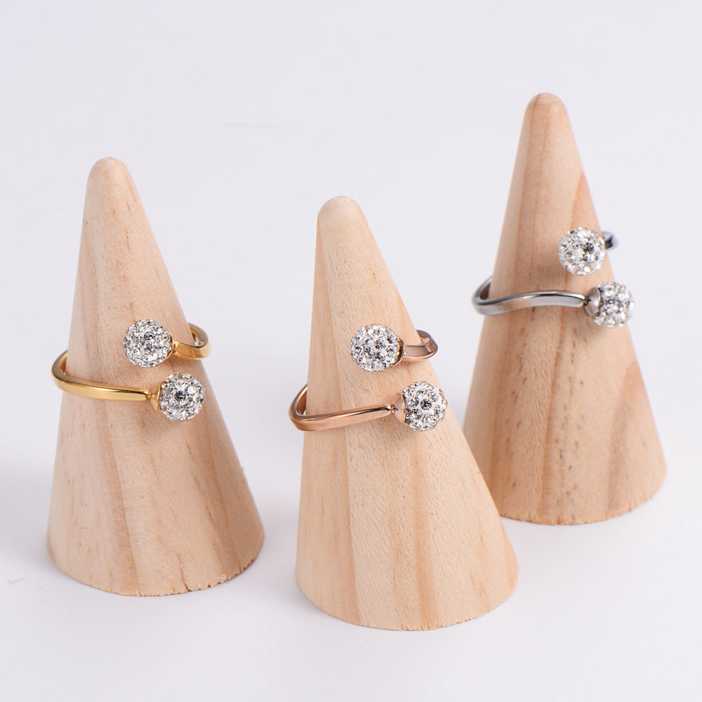 Women Stainless Steel Ring 18K Gold Plated Hollow Hydrangea Zircon Inlaid Fashion Jewelry Gift For Her For All Occasions