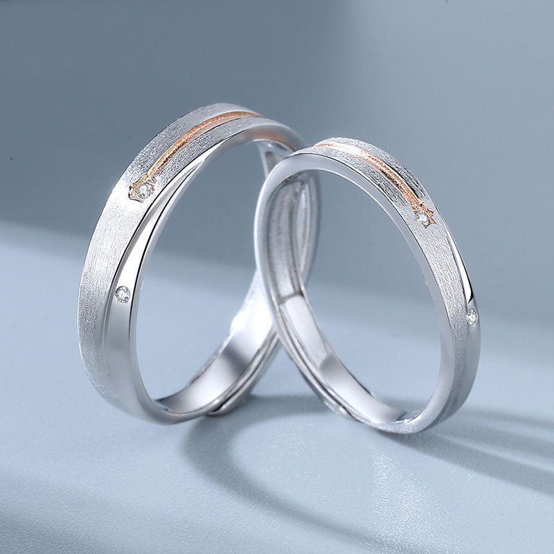Couple Rings Adjustable Copper Bands Alongside Zircon Inlay Matching Promise Rings Him And Her Fashion Jewelry