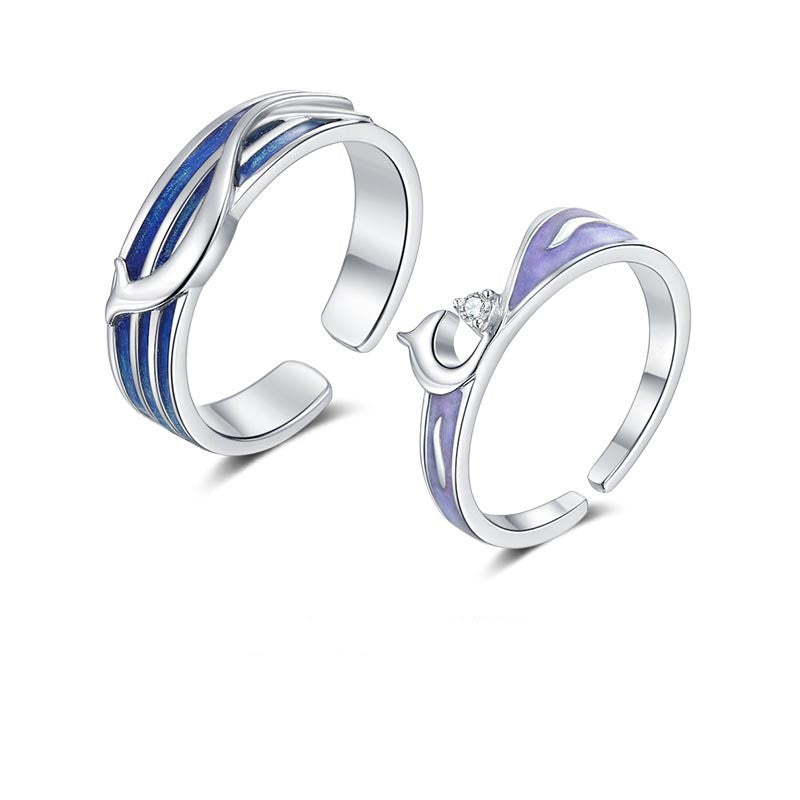 S925 Silver Couple Rings Animal Pattern Matching Rings For Men And Women Anniversary Gift Jewelry Elegant Look