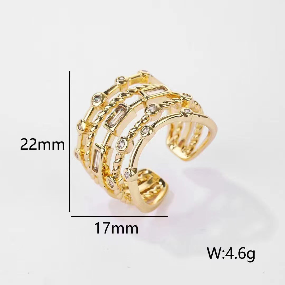 Butterfly Adjustable Open Ring Copper Electroplated Retro Fashion Personality Statement Jewelry For Women Open