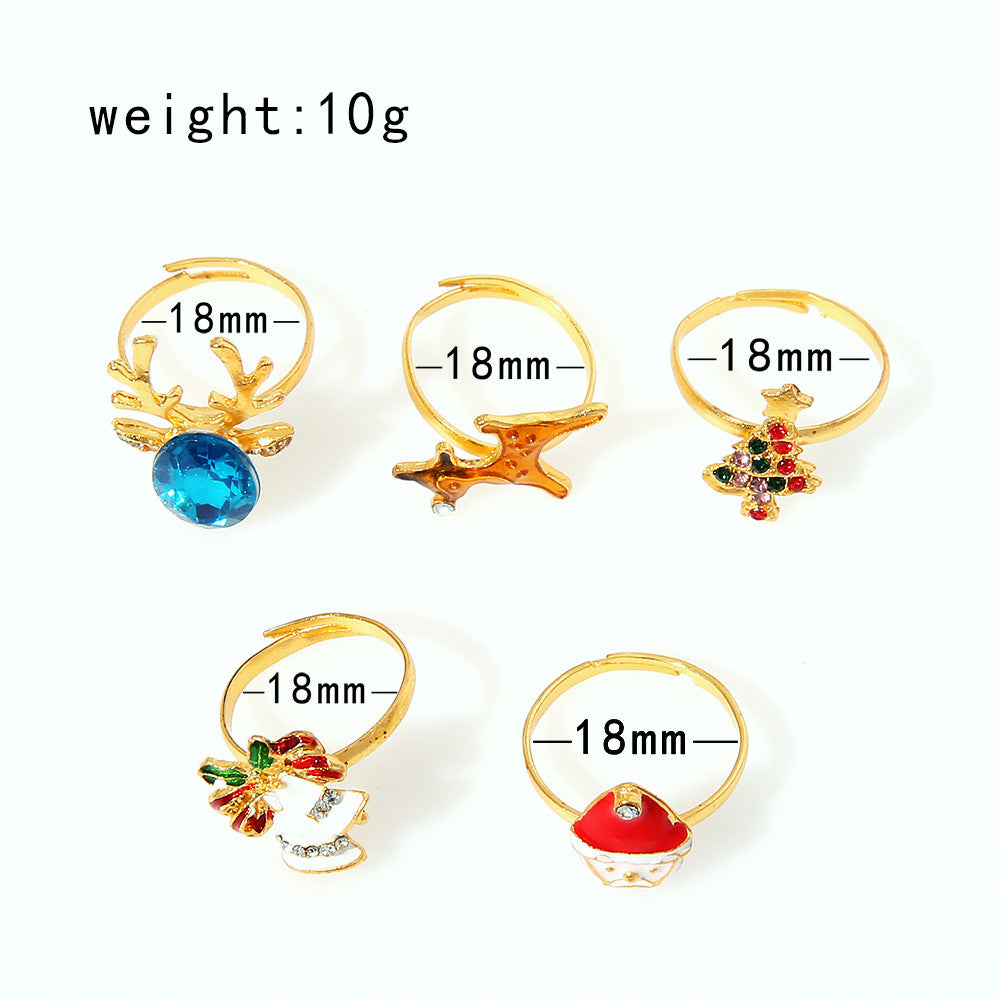 Womens Alloy Ring Christmas Dots Diamond Ring Fashion Jewelry Holiday Gift European American Ring Women Ladies