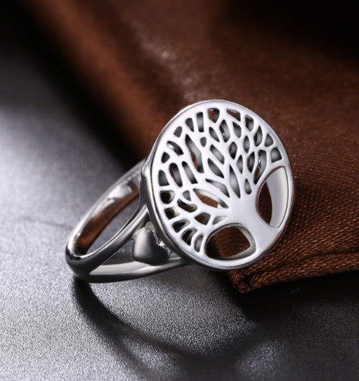 Tree of Life Copper Ring with Platinum Plated Finish for Women Fashion Jewelry Sizes 5 6 7 8 9 Designed in USA