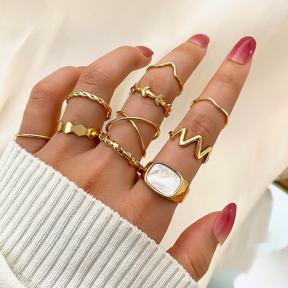 Butterflies Ring Set 22 Piece Geometric Alloy Rings Electroplating And Environmentally Friendly Color Retention