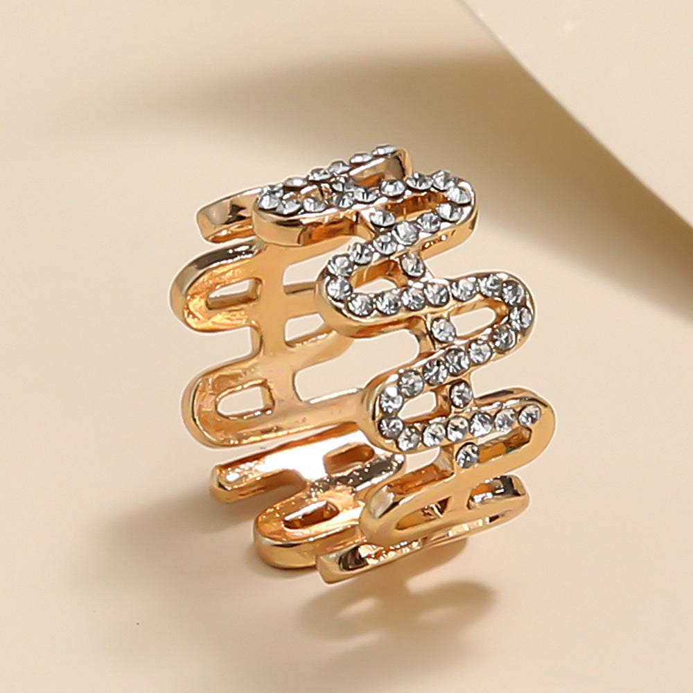 Womens Wave Tail Ring Adjustable Alloy Fashion Ring European And American Jewelry Gift For Everyday Look Shine